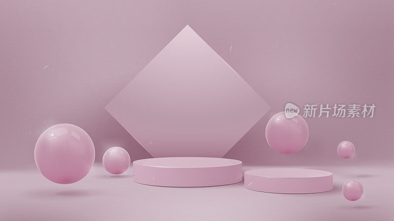 Pink podium with ball Sparkle color On pastel background, presentation concept Luxury products and promotions.